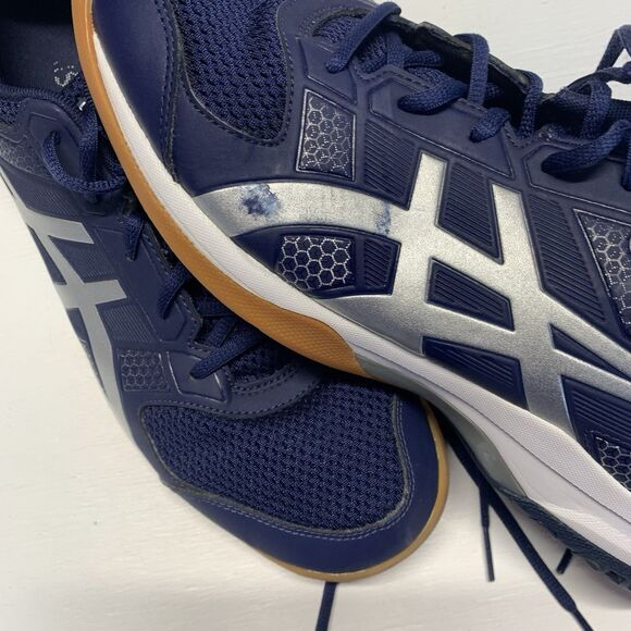 ASICS Mens Gel Rocket 9 shoes size 11.6 US Blue Silver White - Picture 7 of 10